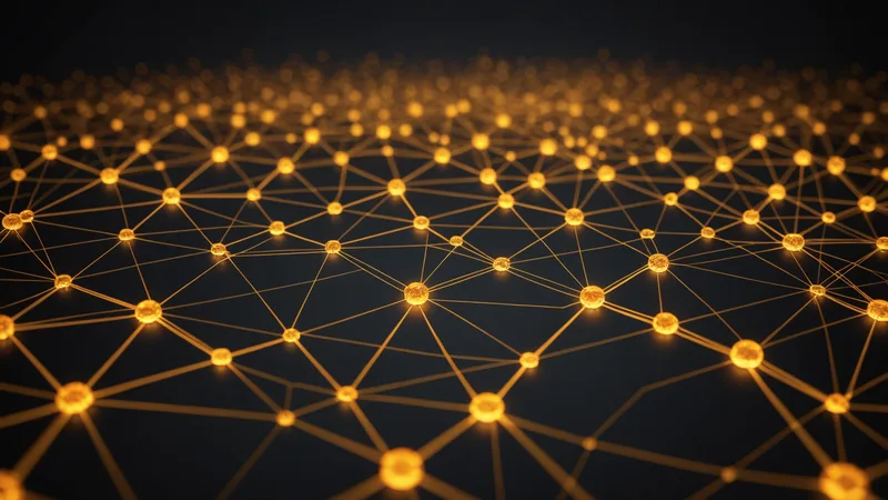 Abstract network graph visualization representing a warehouse floor topology