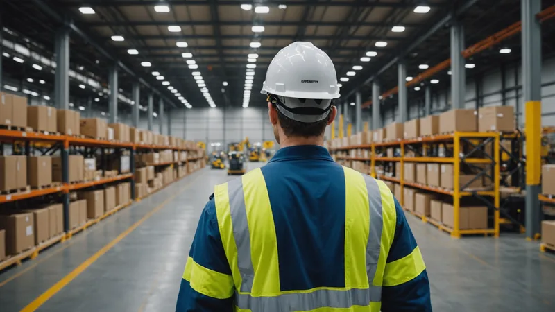 Warehouse operations manager reviewing floor layout on a tablet