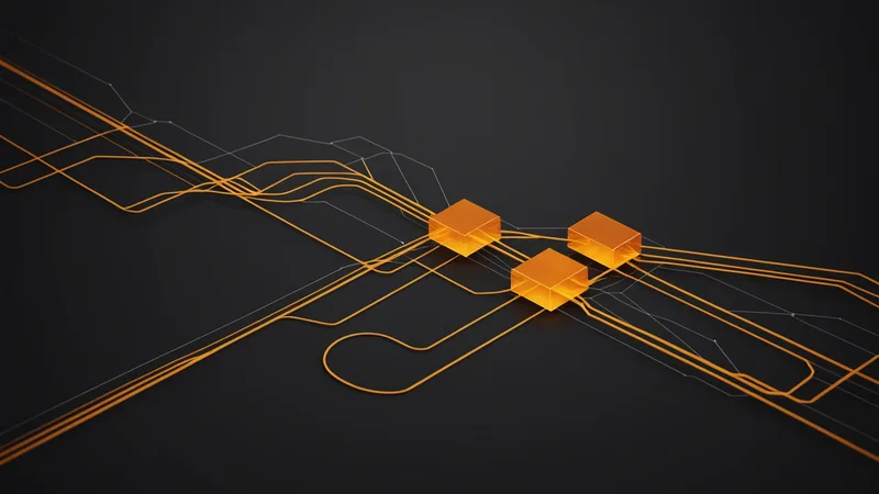 Abstract data pipeline connection diagram in industrial colors